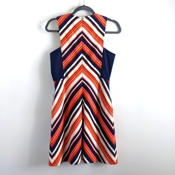 TRINA Turk Bright Chevron Cotton Sheath Midi Dress 4 - Picture 8 of 17